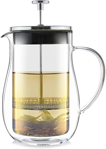 Teabloom Stay-Hot Glass French Press – Insulated 27-Ounce (800 mL) Loose Tea Steeper and Coffee Maker – Connoisseur's Choice by Teabloom