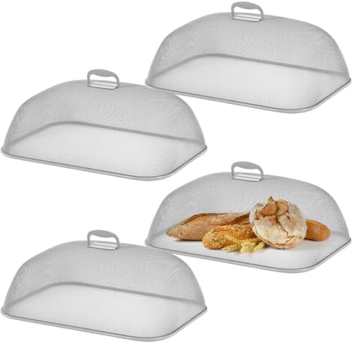 Hicarer 4 Pcs Metal Mesh Food Covers for Outdoors 18 Inch, Grey by Hicarer