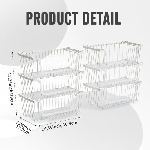 GAOKASE 6 Pcs Stackable Wire Baskets for Pantry Organizers and Storage, - Image 2