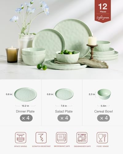 Famiware Mars Stoneware Dinnerware Set for 4, Light Green - Image 2