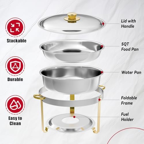 IMACONE Chafing Dishes for Buffet, 6 Pack, 5QT, Gold Frame - Image 4