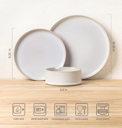 TheTerra Ceramic Dinnerware Set for 6, 18-Piece Plates and Bowls Set - Image 2