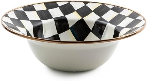 MACKENZIE-CHILDS Enamel Serving Bowl, Black-and-White Courtly Check by Unknown