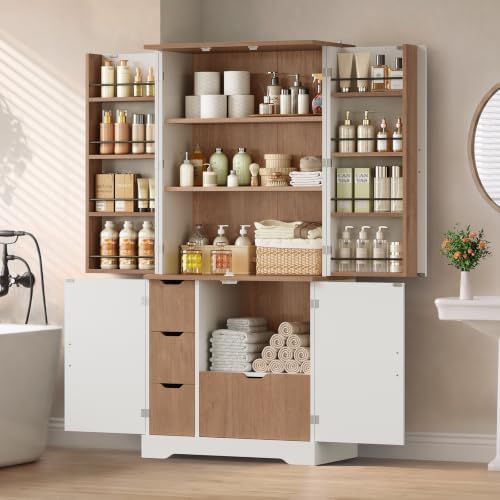 Itaar 70.9" Kitchen Pantry Cabinet,6 Door Shelves and 4 Drawers, White - Image 7