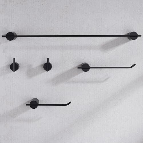 RANDOM Matte Black Bathroom Hardware Set 5 Pieces Include 24 inch Towel Bar Towel Rod Toilet Paper Holder Towel Hook for Bathroom,SUS304 Stainless Steel.RD96068S-5MB - Image 7