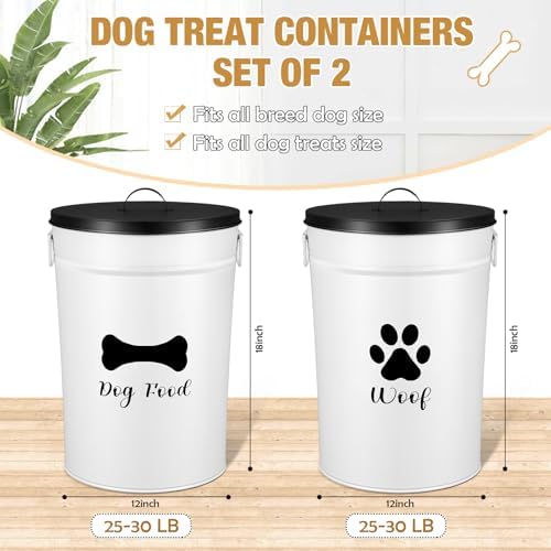 DoubleFill Extra Large 30 lb Metal Dog Food Storage Containers, White - Image 2