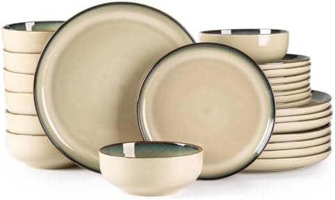 GBHOME Dinnerware Sets for 8, 24 Pieces Ceramic Plates and Bowls Set by GBhome