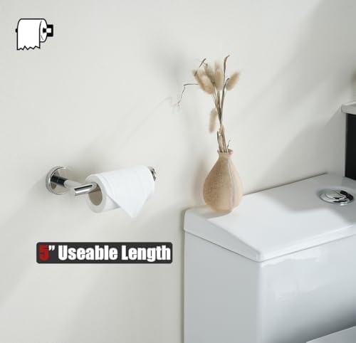 JQK Bathroom Hardware Set Polished Steel, 5-Piece Bath Accessories Set Wall Mount Includes 24 in Towel Bar, Towel Ring, Toilet Paper Holder, 2 Towel Hooks, BAS125-CH - Image 6