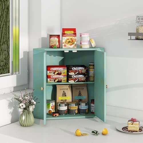Trironsun Corner Bread Box for Kitchen Counter Double Layer Bamboo Bread Storage Container Large Capacity Bread Storage Bin Farmhouse Breadbox Organizer (Antique Blue) - Image 6