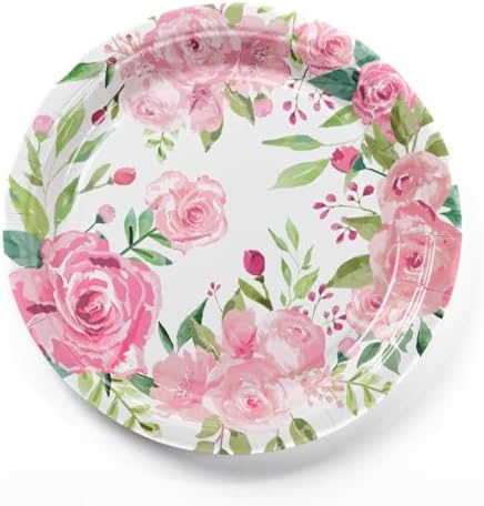 BLUE PANDA Flower Paper Plates - Spring Paper Plates for Garden Parties - Tea Party Decor - Pack of 80, 9", Multicolor - Image 6