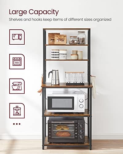 VASAGLE Coffee Bar, 23.6 Inches 6-Tier Baker's Rack with 6 Hooks - Image 5