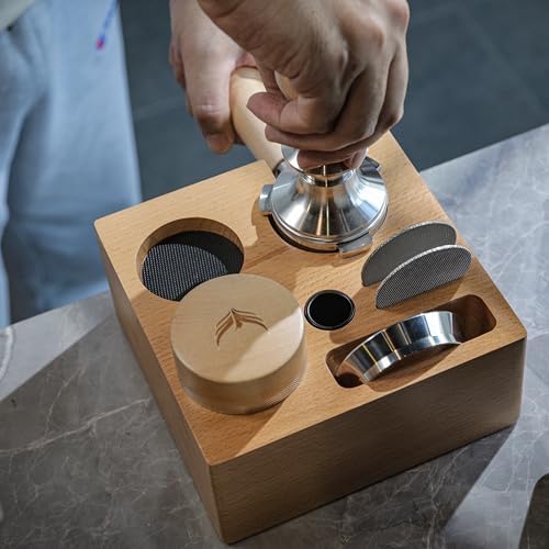 58mm Espresso Tamping Station Compact Portafilter Stand and Coffee Accessories Organizer for Espresso Machines with Tamper Holder, Distributor Slot, and Multi-Accessory Storage - Image 5