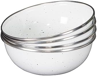Stansport Deluxe 24-Piece Enamel Tableware Set - Enamel Plates and Bowls Lightweight and Durable Camp Dish Set for Camping and Backpacking Plates and Bowls for 4 People - Image 3