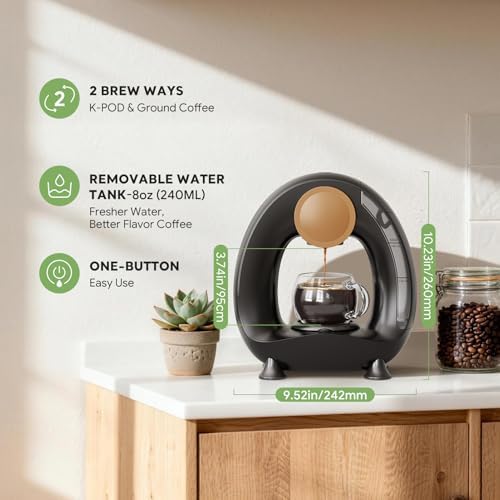 Pods and Grounds Single Serve Coffee Maker,Brew in 1 minute,Black - Image 2