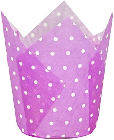QLSmypkg Large Muffin Greaseproof paper Baking cupcake cups, 2-1/4" x 4" Purple printed with Polka Dot Tulip Baking Cup(Large) (125pcs) by QLSmypkg