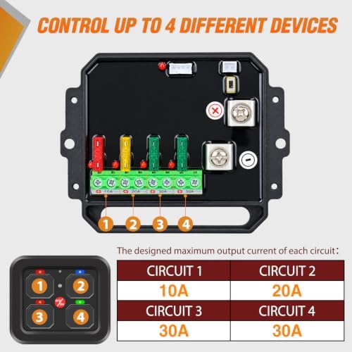 Nilight 4 Gang Switch Panel Blue 12V 24V Circuit Control Relay System - Image 6
