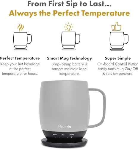 Nextmug - Temperature-Controlled, Self-Heating Coffee Mug (Almond - 14 oz.) - Image 2