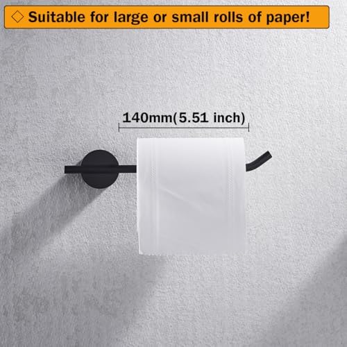 RANDOM Matte Black Bathroom Hardware Set 5 Pieces Include 24 inch Towel Bar Towel Ring Toilet Paper Holder Towel Hook for Bathroom,SUS304 Stainless Steel.RD96068S-5MB-2 - Image 4