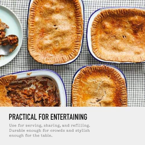 Falcon Enamelware Pie Set, 5 Piece Serving Set, 8"-12" White with Blue Rim - Image 5