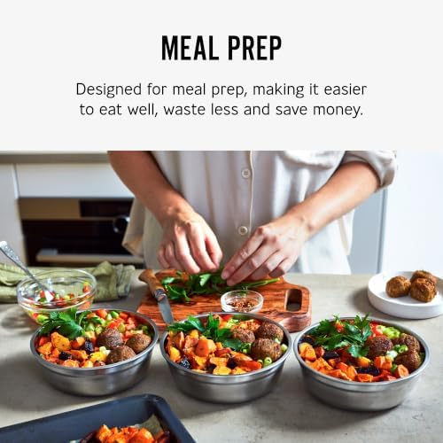 BLACK + BLUM Lunch Bowl - Reusable Meal Prep Containers for Picnic & Camping - Microwavable Stainless Steel Lunch & Dinner Food Storage Box with Leak Proof Lid - Dishwasher & Oven Safe - 650ml - Image 5
