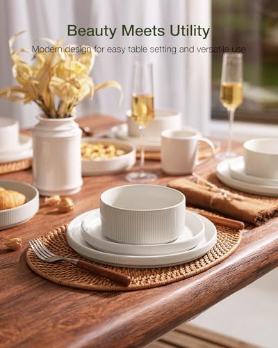 Famiware Star Dinnerware Sets with Mugs, Ceramic Plates and Bowls Set for 4 - Image 3