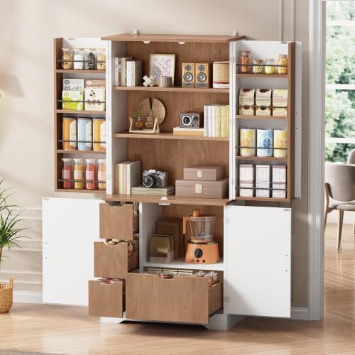 Itaar 70.9" Kitchen Pantry Cabinet,6 Door Shelves and 4 Drawers, White - Image 4