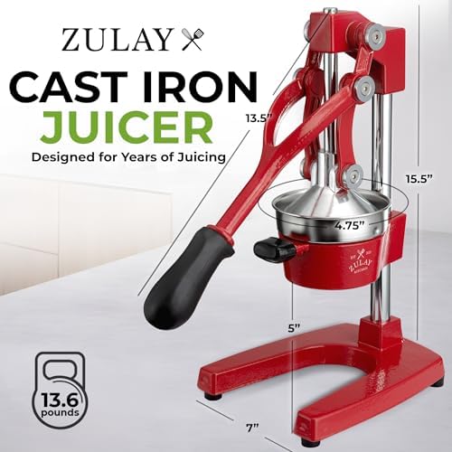 Zulay Kitchen Cast Iron Juicer, Orange Manual Juicer, Citrus Press, Red - Image 2