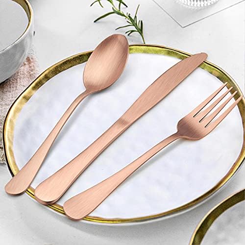 LIANYU 40 Piece Matte Copper Silverware Set, Rose Gold Flatware Set for 8 - Image 4