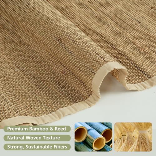 Cordless Woven Wood Blinds for Indoor Windows, Blackout Bamboo Roman Shades - Image 2