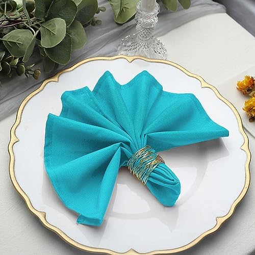100 pcs 17-Inch Turquoise Polyester Luncheon Napkins - for Wedding Party Reception Events Restaurant Kitchen Home by BalsaCircle