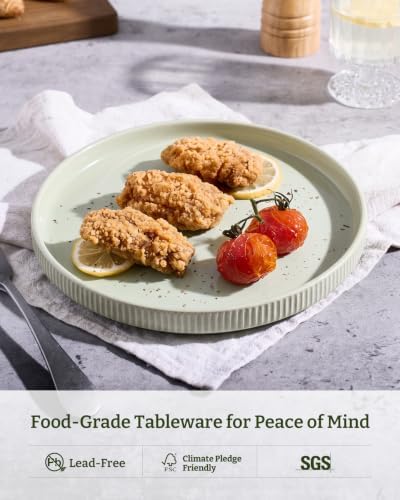 famiware Star 10/8 inches Salad Plates Set for 6, Light Green - Image 5