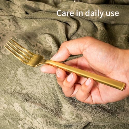 Alata Cube Gold 40-Piece Forged Stainless Steel Matte Flatware Set for 8 - Image 6