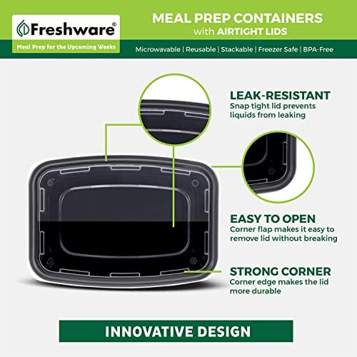 Freshware Meal Prep Containers [50 Pack] 1 Compartment Food Storage Containers with Lids, Bento Box, BPA Free, Stackable, Microwave/Dishwasher/Freezer Safe (16 oz) - Image 5