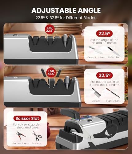 Newise Electric Knife Sharpener for Kitchen Knives, 3-Stage, Silver - Image 5
