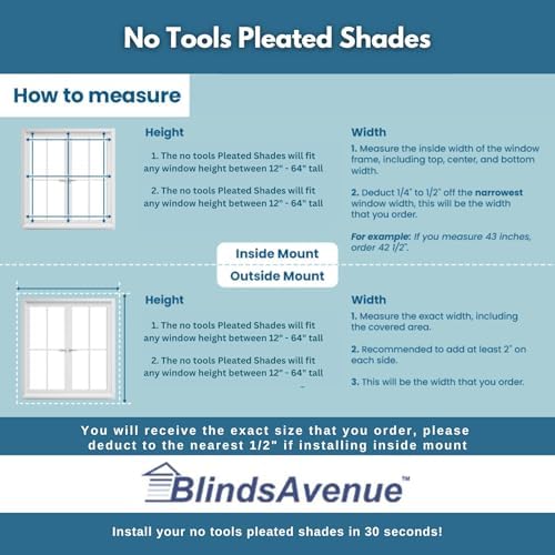 BlindsAvenue No Drill Cordless Pleated Fabric Shades, Fawn, 28" W x 64" H - Image 4