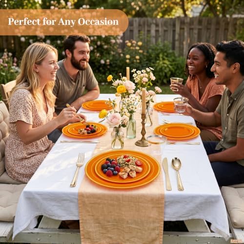 DaYammi 210PCS Orange Plastic Dinnerware Set for 30 Guests - Image 6