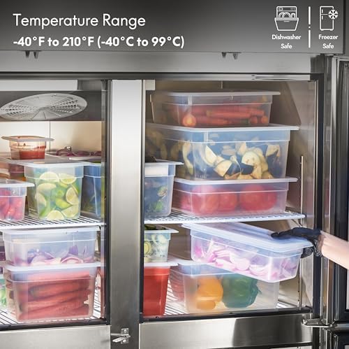 CURTA 4-Pack 1/2 Size 6" Deep Food Pan with Handled Lid – NSF Commercial-Grade Translucent Polypropylene, Stackable Freezer-Safe Storage for Restaurants, Catering & Buffets - Image 5