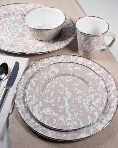 Golden Rabbit Enamelware Medium Tray, 15.5 inch, Taupe Swirl - Image 3