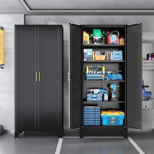 Black Metal Storage Cabinet,75" Steel Cabinets for Home Office - Image 6
