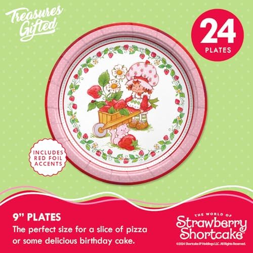 Treasures Gifted Officially Licensed Strawberry Shortcake Decorations - Serves 24 Guests Deluxe Set Strawberry Shortcake Birthday Decorations - Plates, Napkins, & More - Baby Shower Party Supplies - Image 2