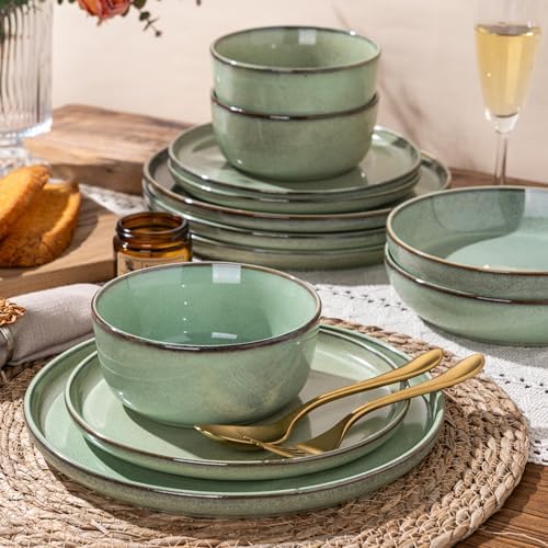 GBHOME Dinnerware Sets for 6, 24 Pieces Ceramic Plates and Bowls Set - Image 5