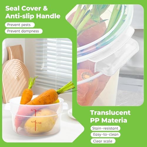 BIEAMA 4 Pack 2 Qt Round Food Storage Containers with Lids, Translucent PP - Image 4