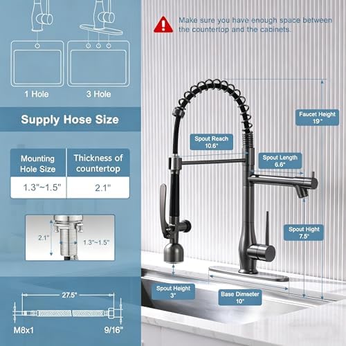 GIMILI Black Stainless Kitchen Faucet with LED Light and Pull Down Sprayer - Image 2