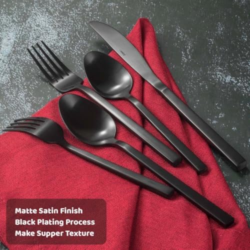 Alata Cube Black 45-Piece Forged Stainless Steel Matte Flatware Set for 8 - Image 4