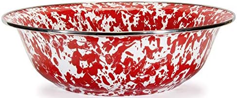 Golden Rabbit Enamelware Serving Basin, 4 quart, Red Swirl by GoldenRabbitEnamelware