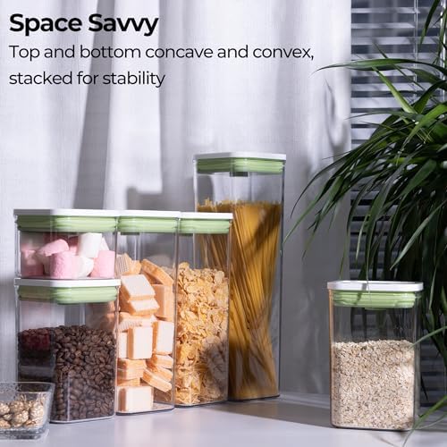linoroso Pop Airtight Food Storage Containers with Date Recording Lids, Stackable Plastic Storage Containers Set of 7, Dry Cereal Container Set for Pantry Countertop Fridge Organization - Image 6