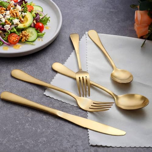 LIANYU Matte Gold Silverware Set for 8, 40 Piece Stainless Steel Flatware - Image 4