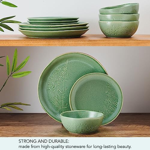 Pfaltzgraff Carrie 12 Piece Dinnerware Set, Service for 4, Green - Image 6