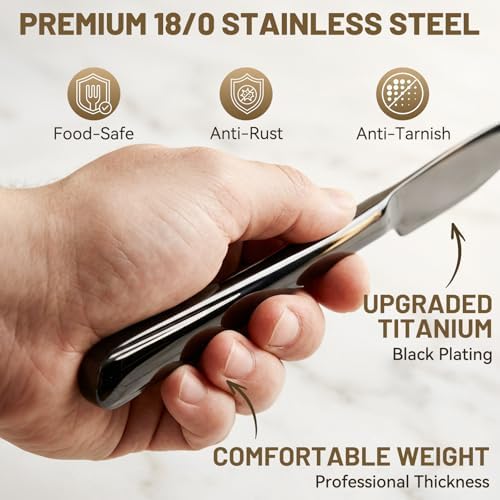 72 PCS NO-FADING Black Silverware Set with Steak Knives-Flatware for 12 - Image 2