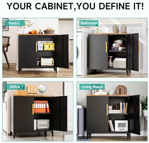 SISESOL Black Storage Cabinet with Doors and Shelves,30 inch Pantry Cabinet Sideboard with Leg,Small Accent Cabinets with Storage,Side Floor Cabinets for Home,Kitchen,Coffee Bar,Dining/Living Room - Image 5